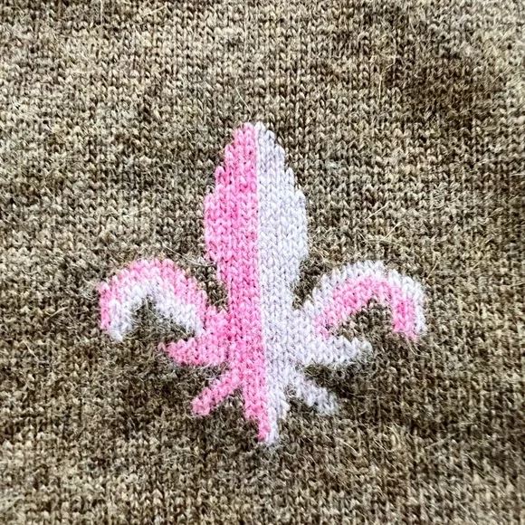 J.Crew Brown Cashmere Blend Scarf | Fleur-de-Lis Detail | OS - Picture 5 of 5